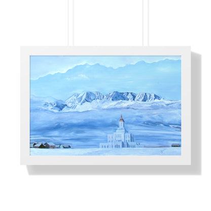 Premium Matte Print--Framed, Deseret Peak Temple-Hope in the Bleak of Winter, by Jane Autry