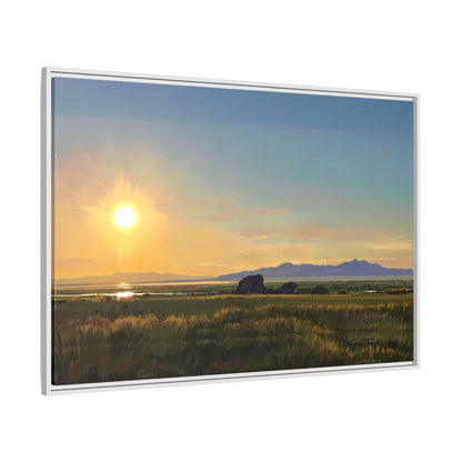 Framed Matte Canvas Print — Adobe Rock Sunset by Rod Walgamott