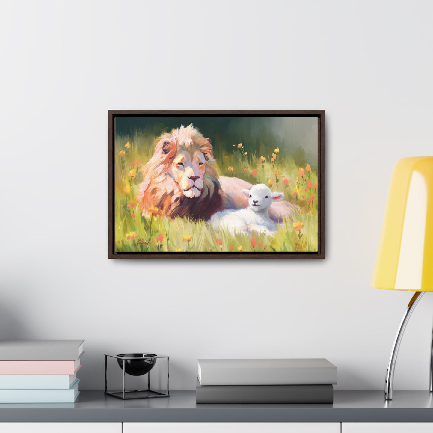 Stretched Canvas Print in Wood Frame, The Lamb and the Lion, by Chaz Walgamott