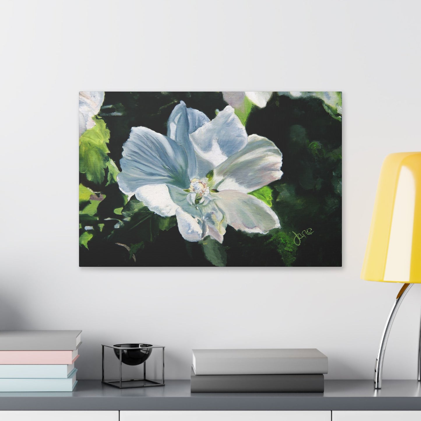 Classic Stretched Canvas, White Rose of Sharon by Jane Autry