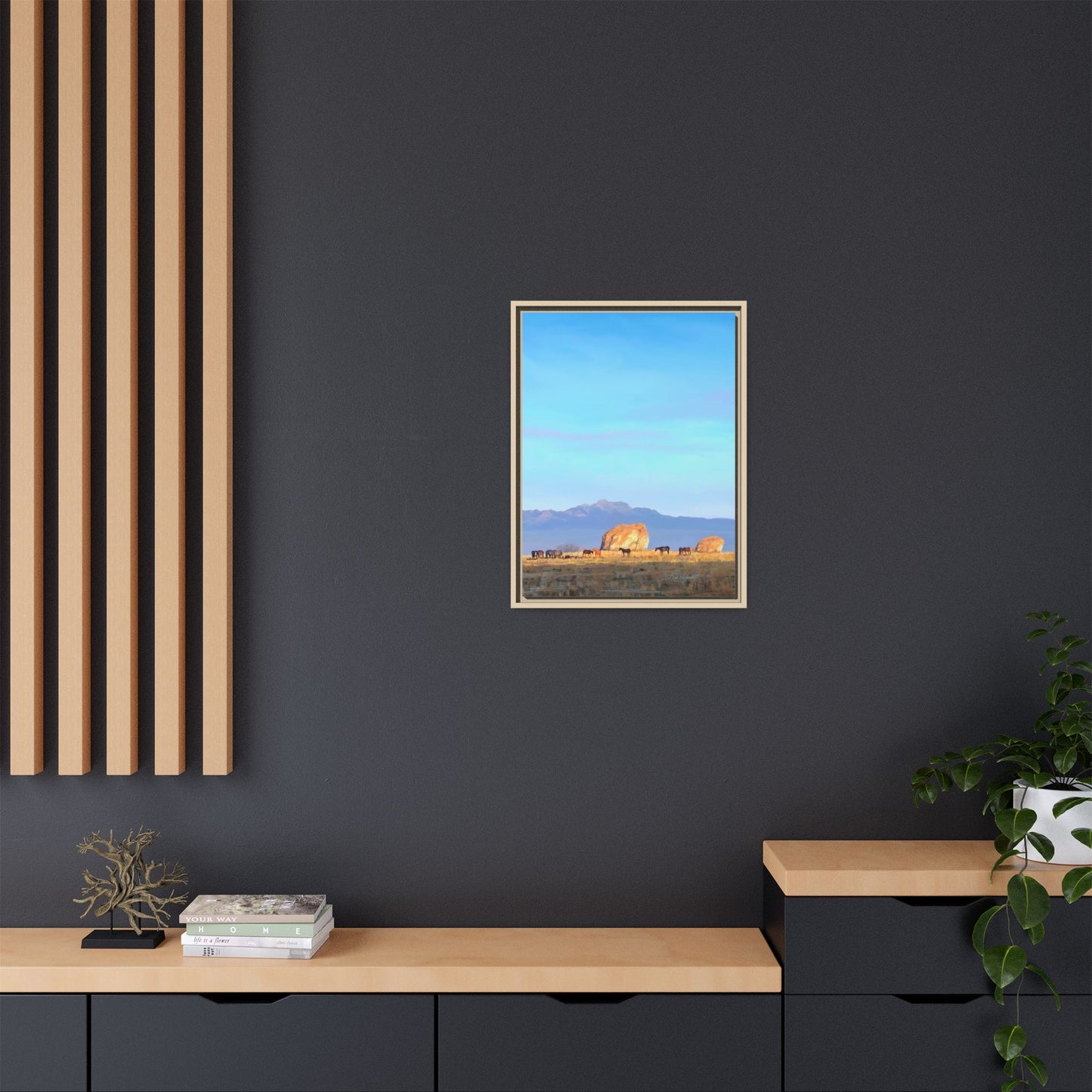 Framed Matte Canvas Print — Horses at Adobe by Rod Walgamott