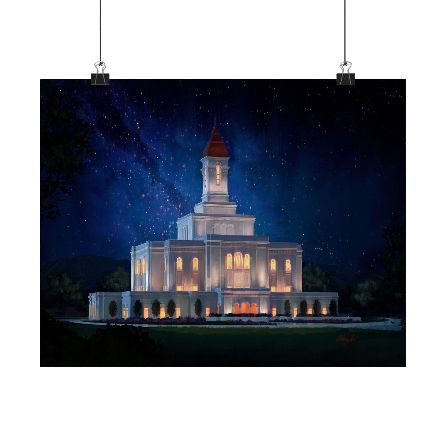 Premium Matte Print--Deseret Peak Temple--Night Sky, by Chaz Walgamott