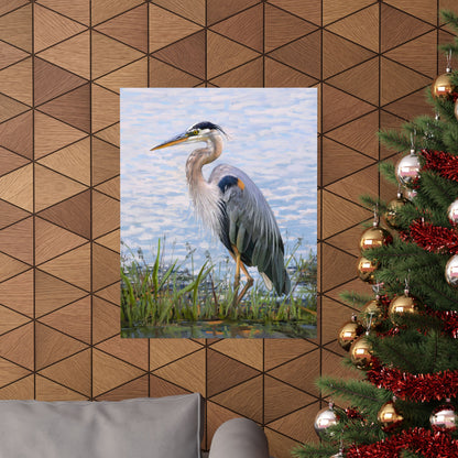 Premium Matte Print, Blue Heron at Stansbury Lake, by Rod Walgamott
