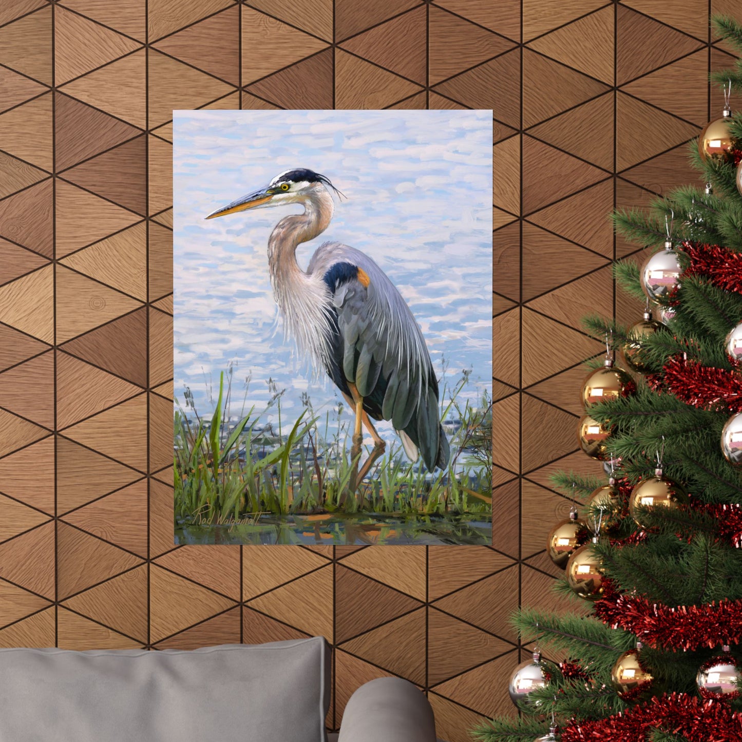 Premium Matte Print, Blue Heron at Stansbury Lake, by Rod Walgamott