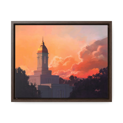 Stretched Canvas in Wood Frame--Deseret Peak Temple--Sunset by Chaz Walgamott