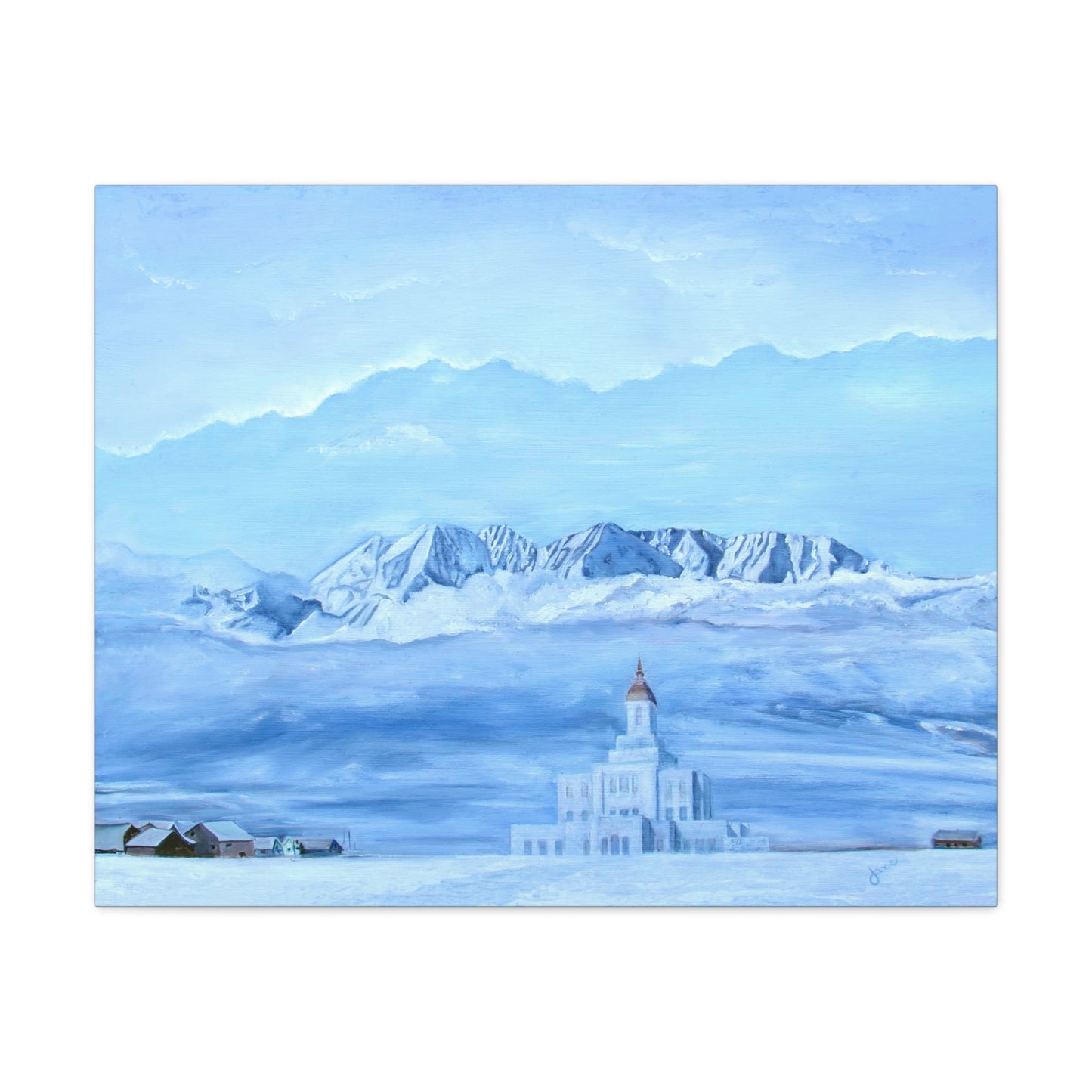 Deseret Peak Temple--Hope in the Bleak of Winter, by Jane Autry, Canvas Gallery Wrap