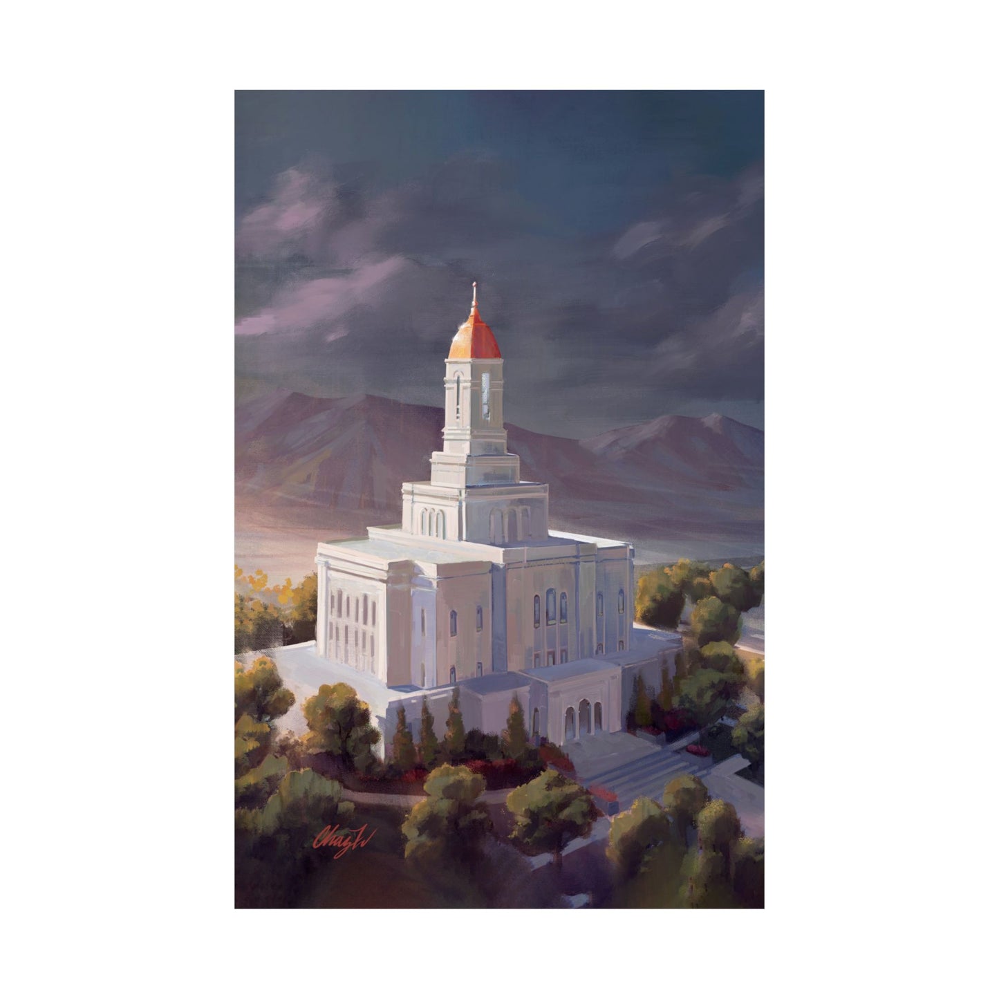 Premium Matte Paper Print, Deseret Peak Temple, After the Storm, by Chaz Walgamott