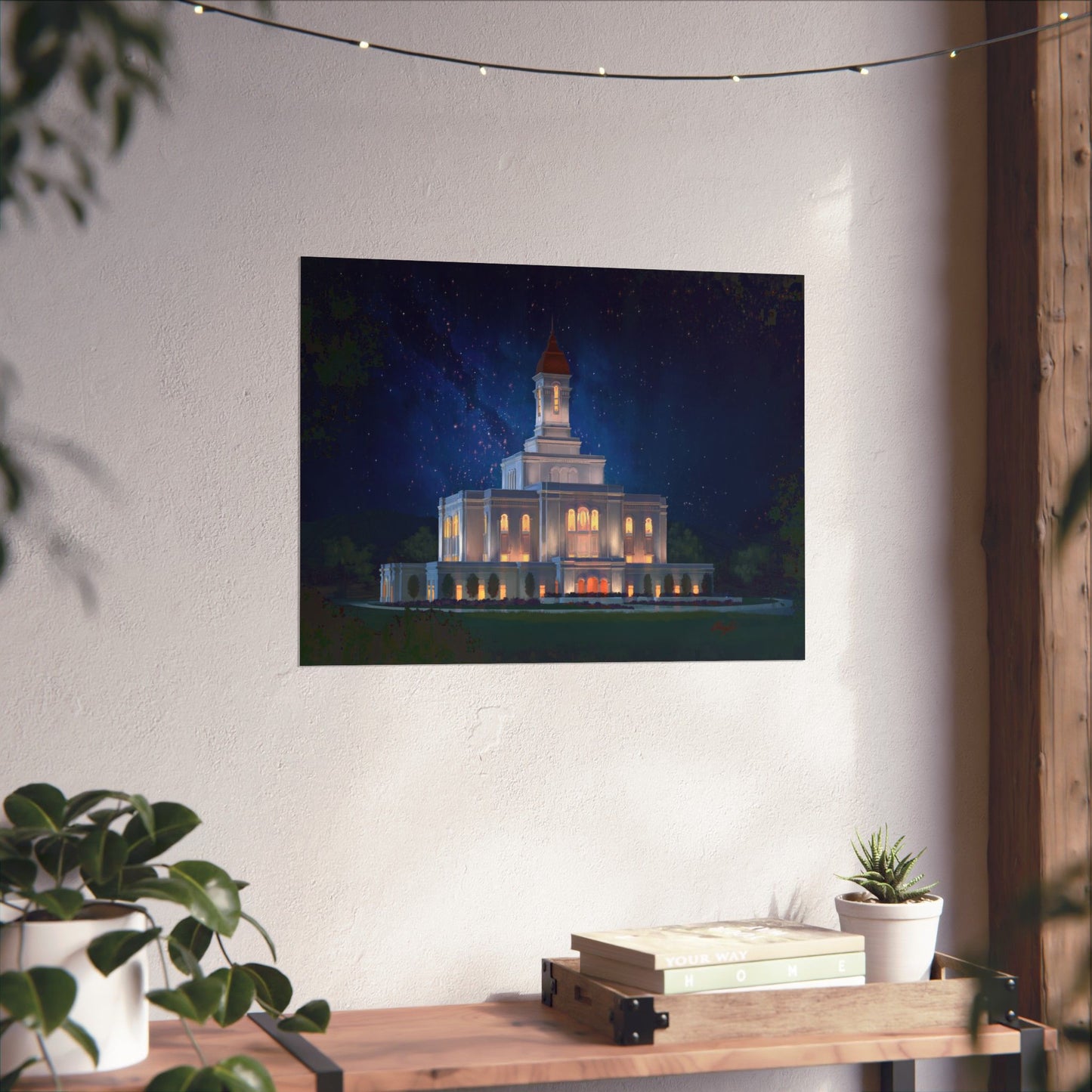 Premium Matte Print--Deseret Peak Temple--Night Sky, by Chaz Walgamott