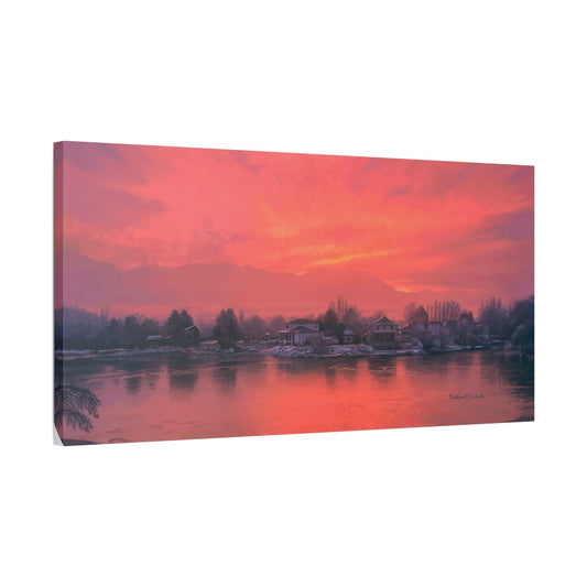 Classic Stretched Canvas, Frosty Sunrise on Stansbury Lake, by Rod Walgamott