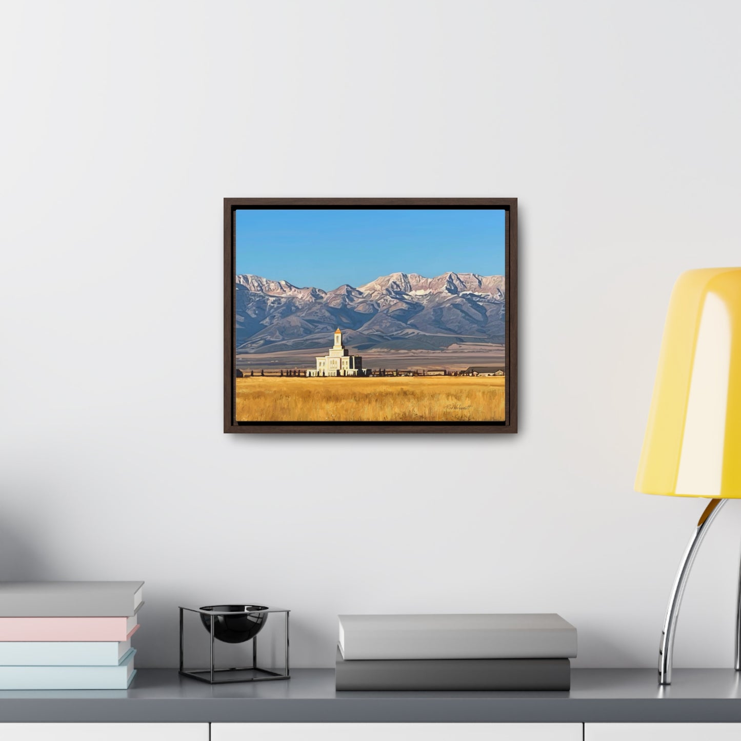 Stretched Canvas Wrap in Wood Frame, Deseret Peak Temple and Deseret Peak, by Rod Walgamott