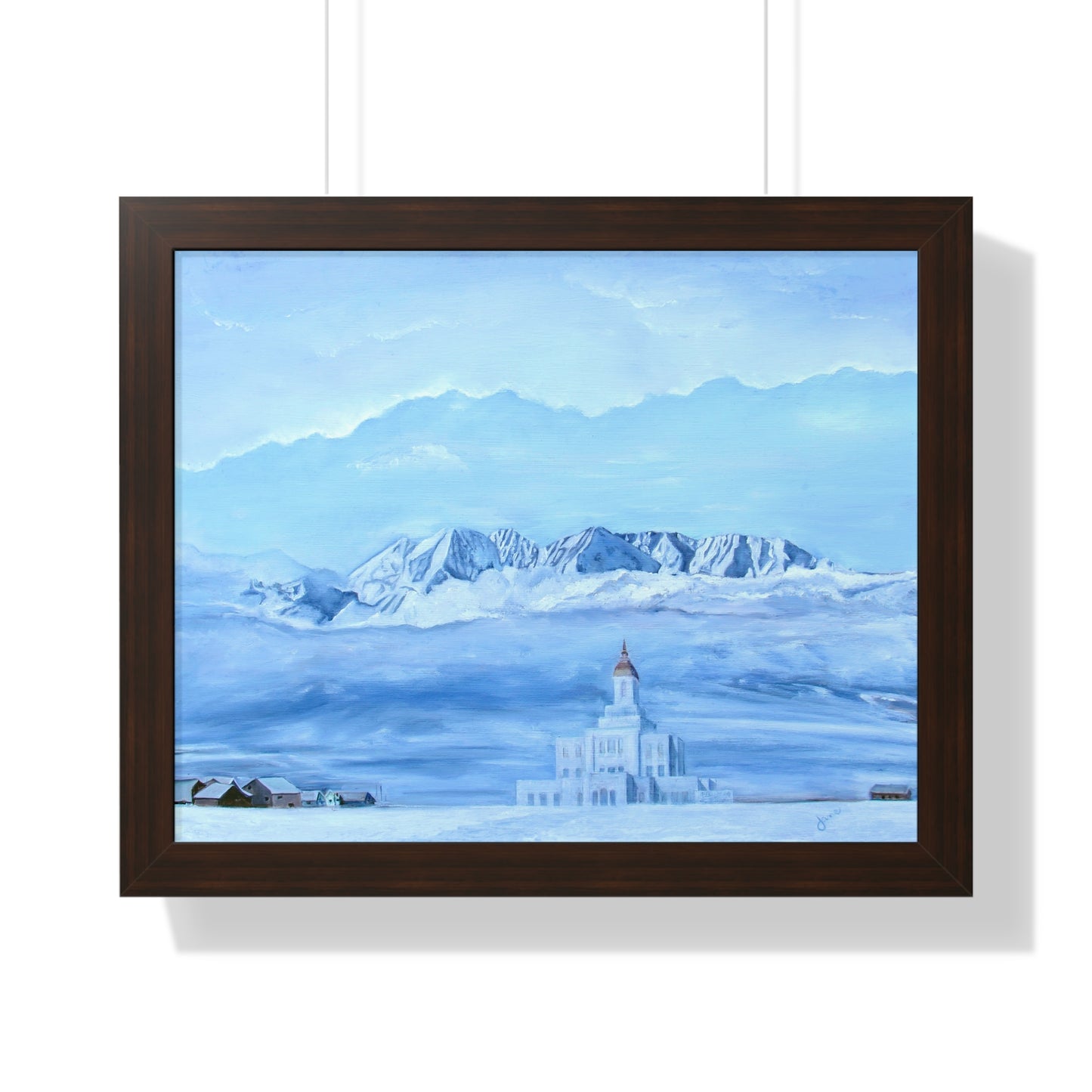 Premium Matte Print--Framed, Deseret Peak Temple-Hope in the Bleak of Winter, by Jane Autry