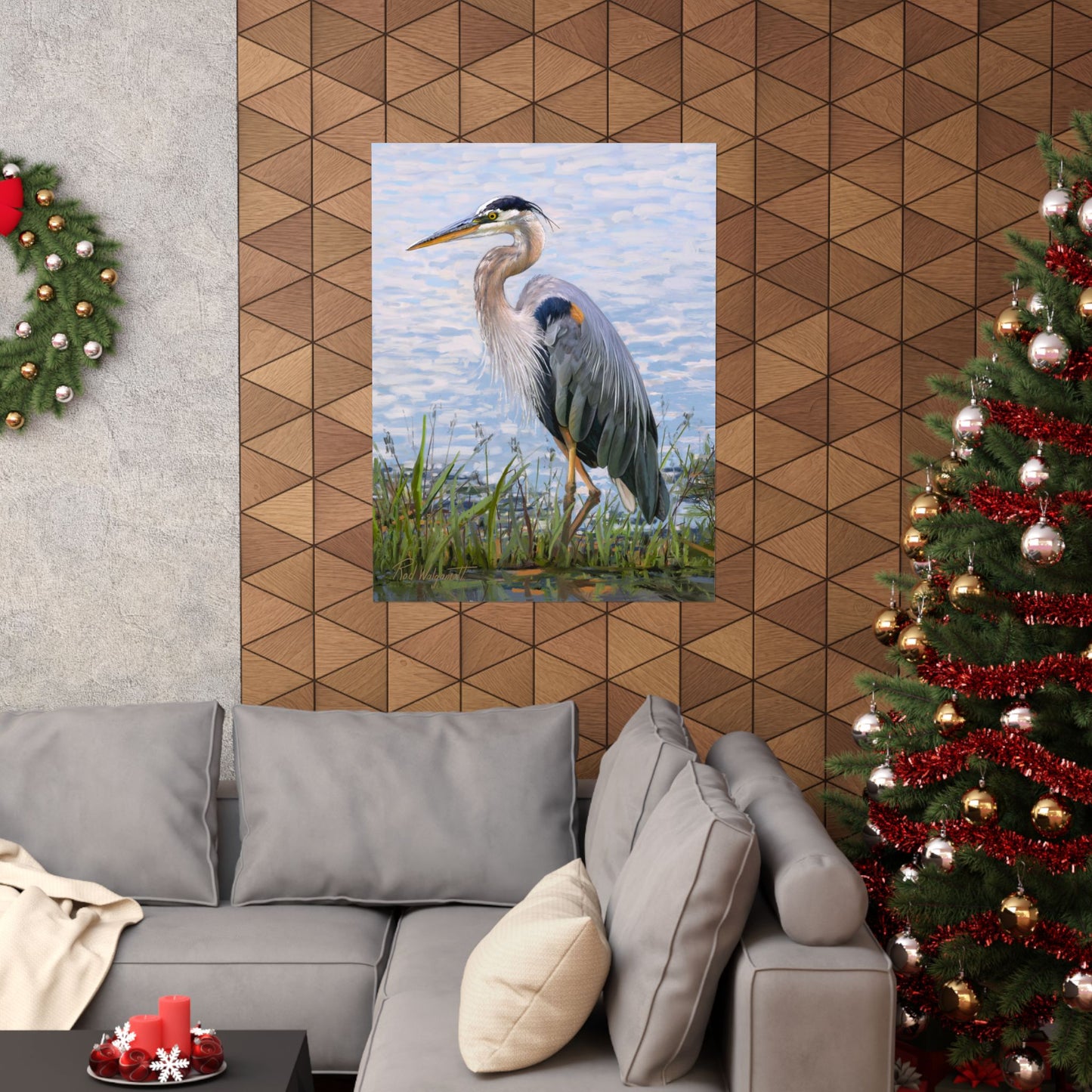 Premium Matte Print, Blue Heron at Stansbury Lake, by Rod Walgamott