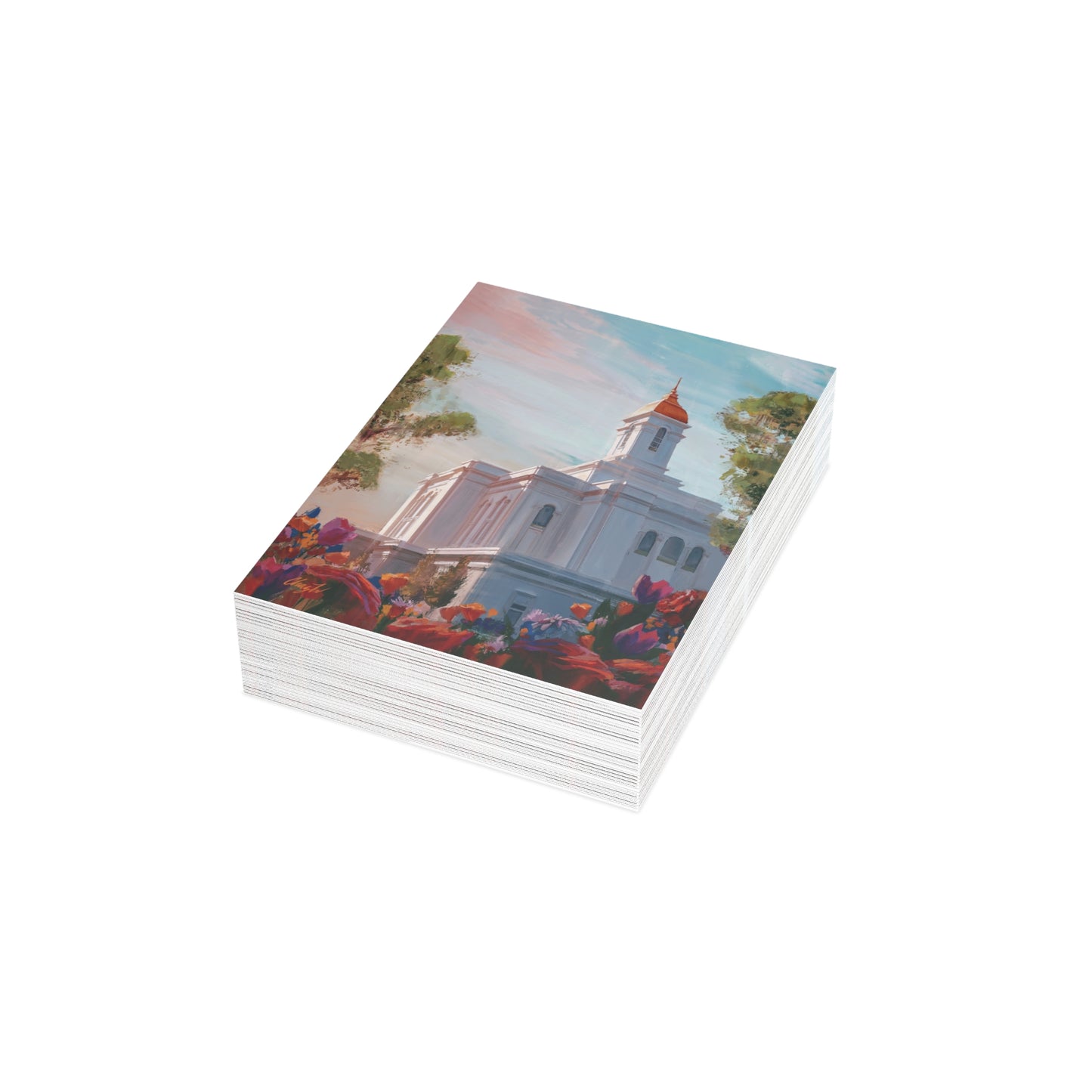 Temple Card Bundle (envelopes not included) Deseret Peak Temple-Spring Flowers