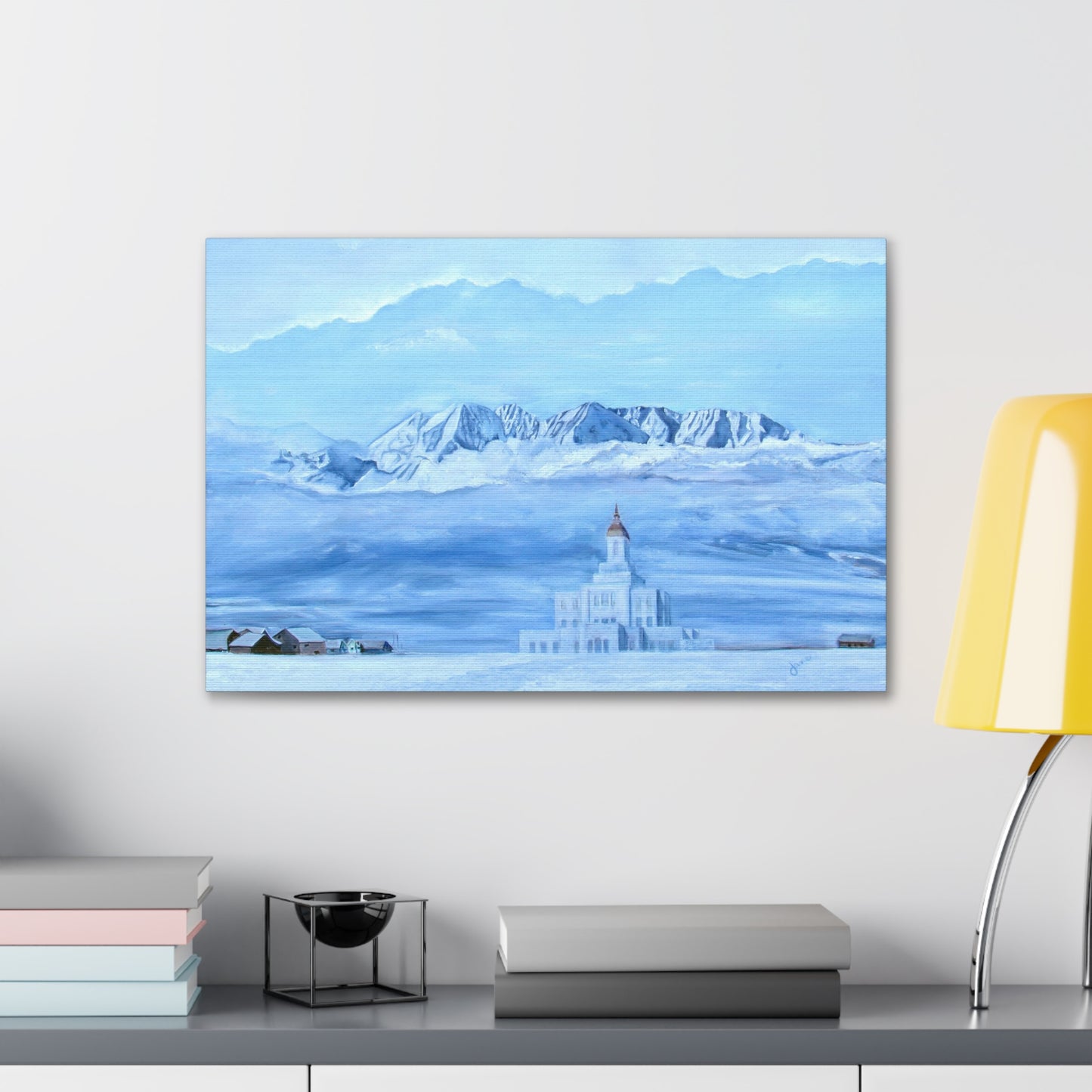 Deseret Peak Temple--Hope in the Bleak of Winter, by Jane Autry, Canvas Gallery Wrap