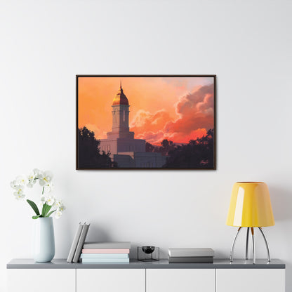 Stretched Canvas in Wood Frame--Deseret Peak Temple--Sunset by Chaz Walgamott