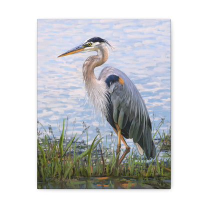 Gallery Wrap Canvas, Blue Heron at Stansbury Lake by Rod Walgamott