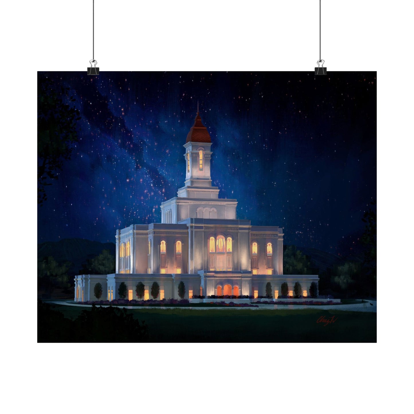 Premium Matte Print--Deseret Peak Temple--Night Sky, by Chaz Walgamott