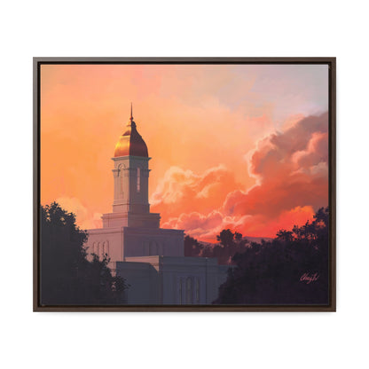 Stretched Canvas in Wood Frame--Deseret Peak Temple--Sunset by Chaz Walgamott