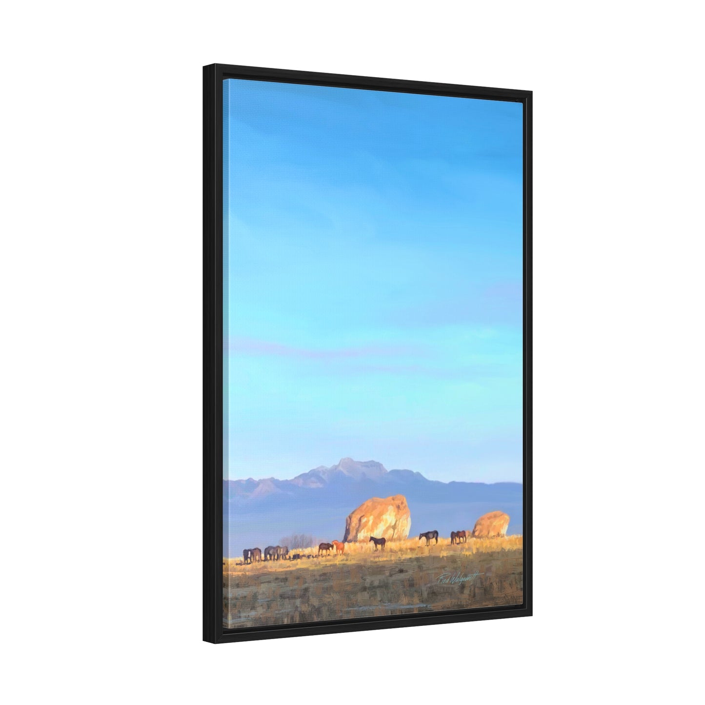 Framed canvas Wrap, Horses at Adobe Rock, by Rod Walgamott