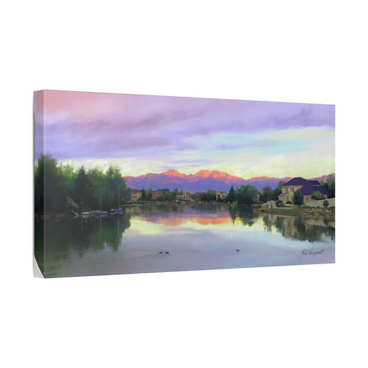 Classic Stretched Canvas, Sunrise on Stansbury Lake, by Rod Walgamott