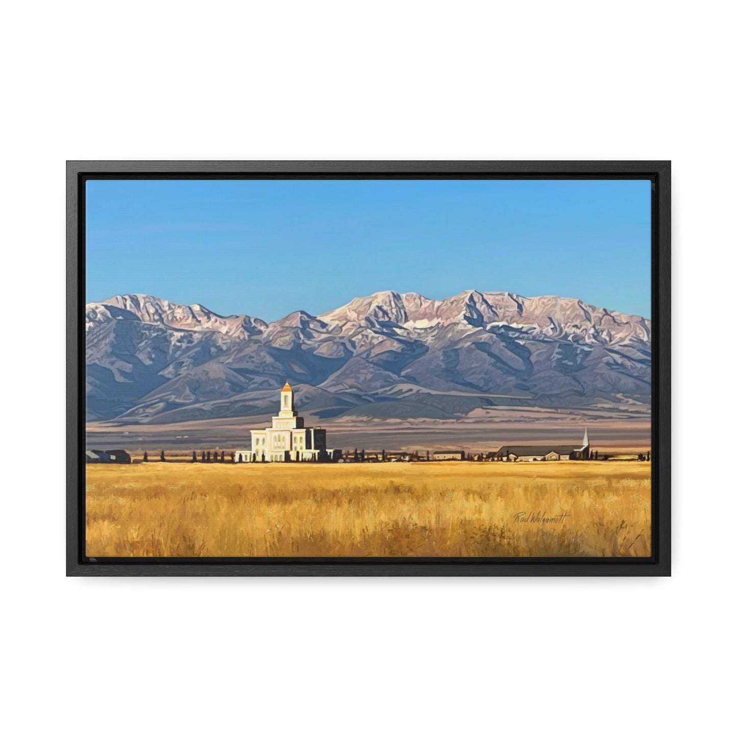 Stretched Canvas Wrap in Wood Frame, Deseret Peak Temple and Deseret Peak, by Rod Walgamott