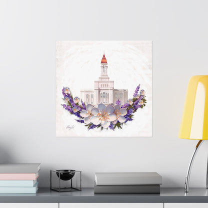 Premium Matte Print--Deseret Peak Temple--Floral Wreath, by Chaz Walgamott