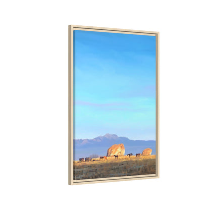 Framed Matte Canvas Print — Horses at Adobe by Rod Walgamott