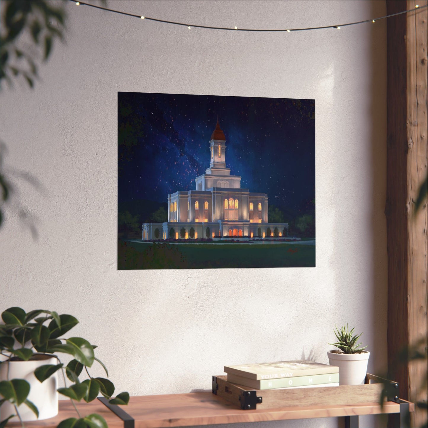 Premium Matte Print--Deseret Peak Temple--Night Sky, by Chaz Walgamott