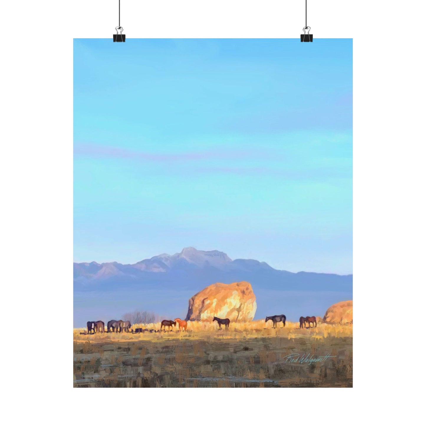 Matte Paper Print--Horses at Adobe Rock, by Rod Walgamott