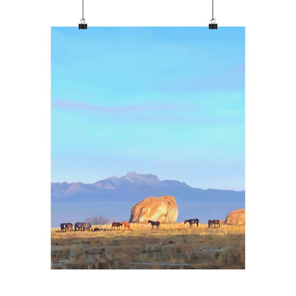 Matte Paper Print--Horses at Adobe Rock, by Rod Walgamott