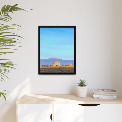 Framed Matte Canvas Print — Horses at Adobe by Rod Walgamott
