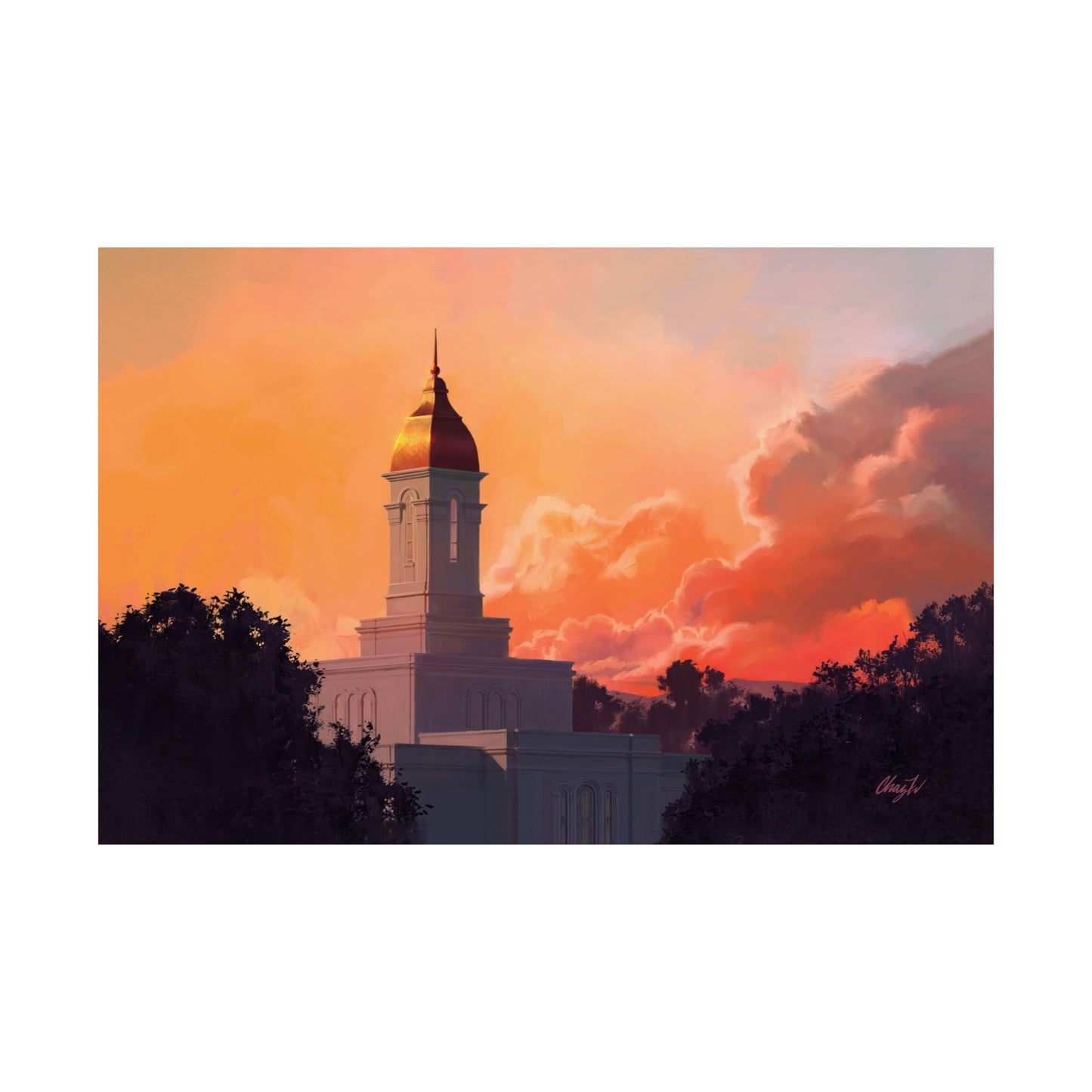 Premium Matte Print--Deseret Peak Temple--Sunset, by Chaz Walgamott
