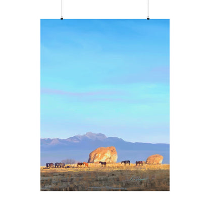 Matte Paper Print--Horses at Adobe Rock, by Rod Walgamott