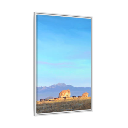 Framed Matte Canvas Print — Horses at Adobe by Rod Walgamott