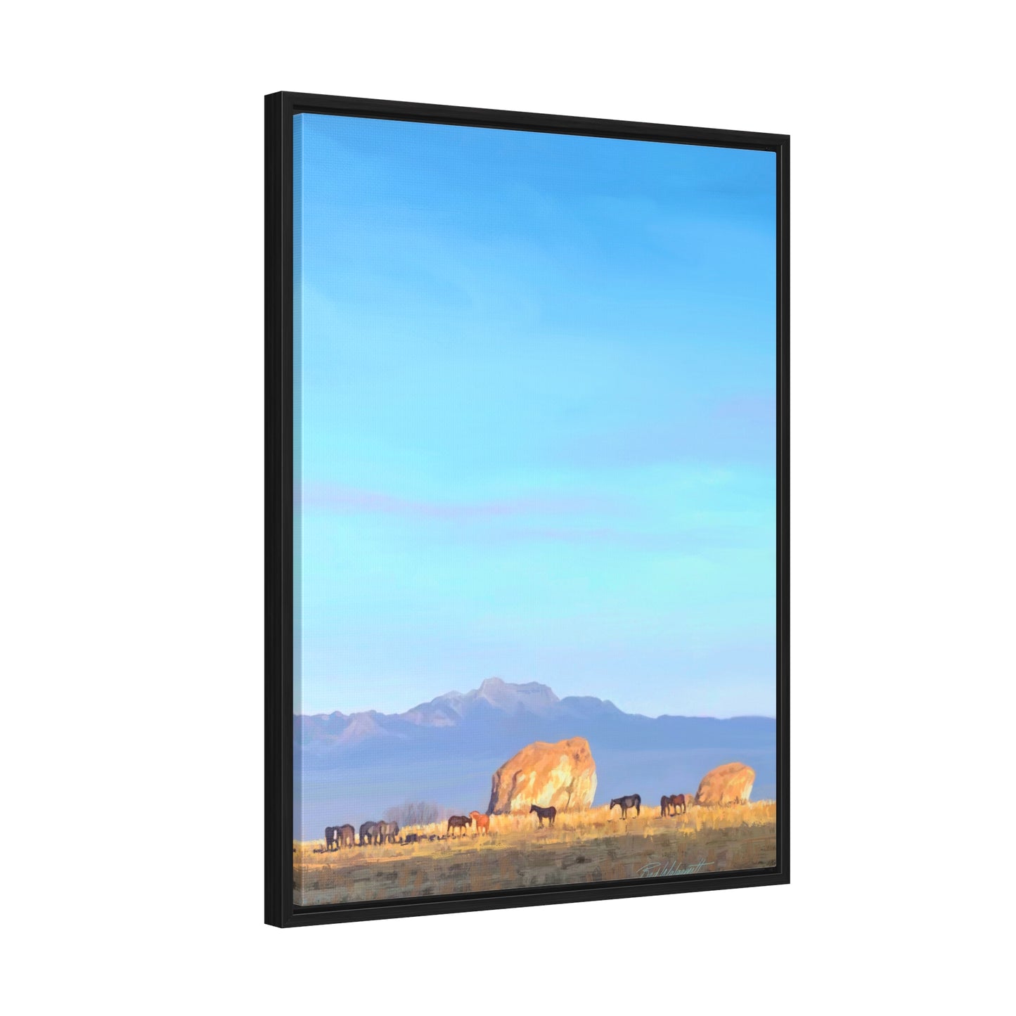 Framed canvas Wrap, Horses at Adobe Rock, by Rod Walgamott