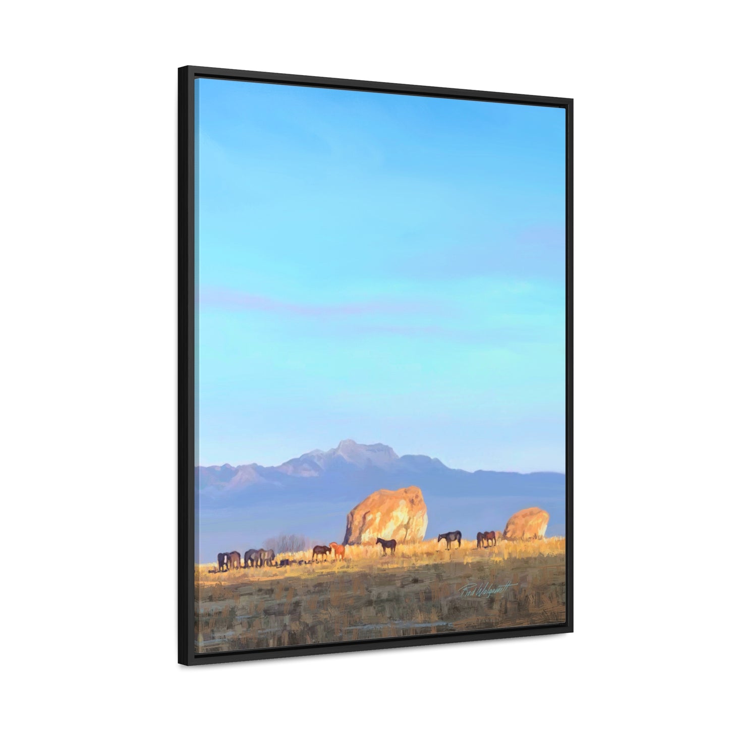 Framed canvas Wrap, Horses at Adobe Rock, by Rod Walgamott