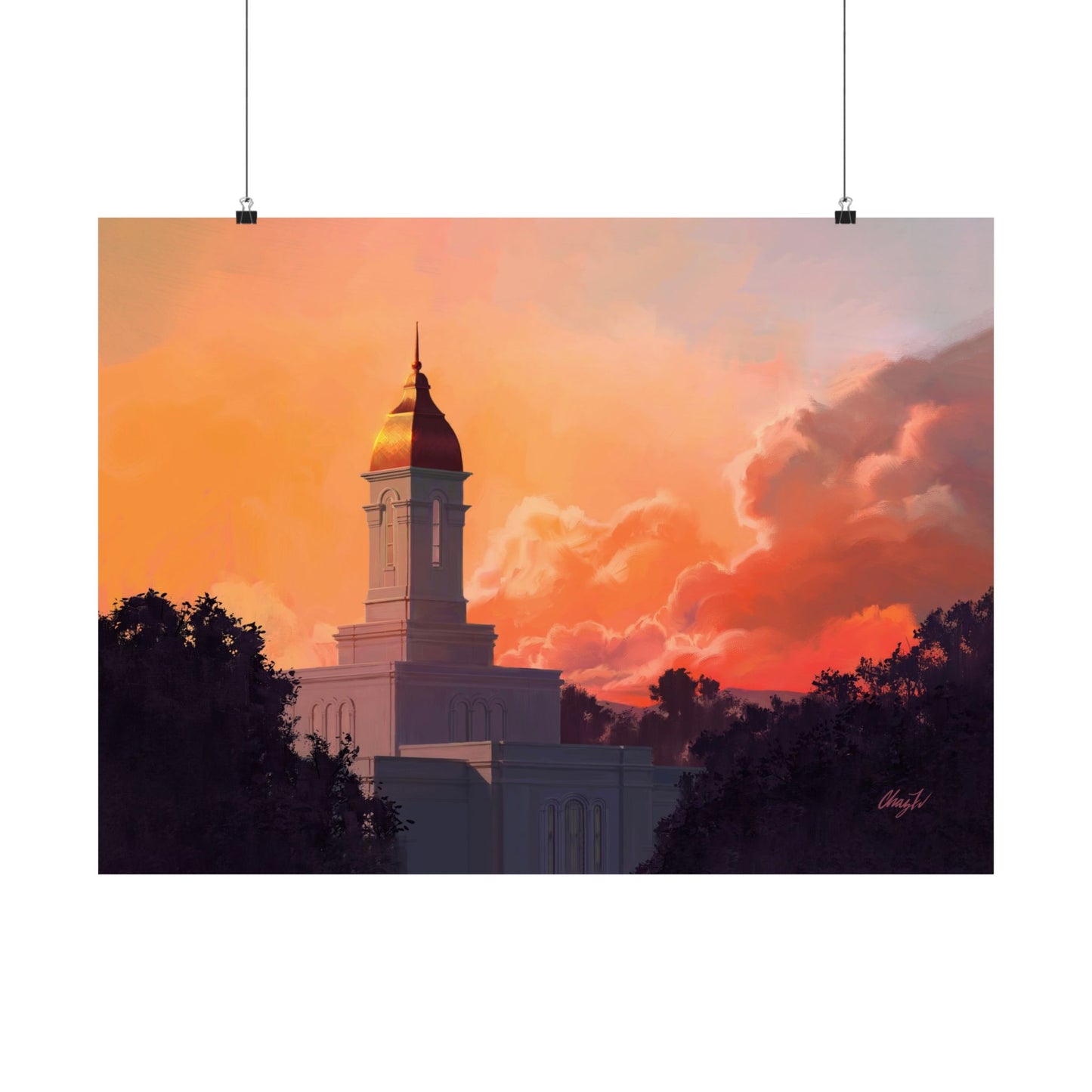 Premium Matte Print--Deseret Peak Temple--Sunset, by Chaz Walgamott