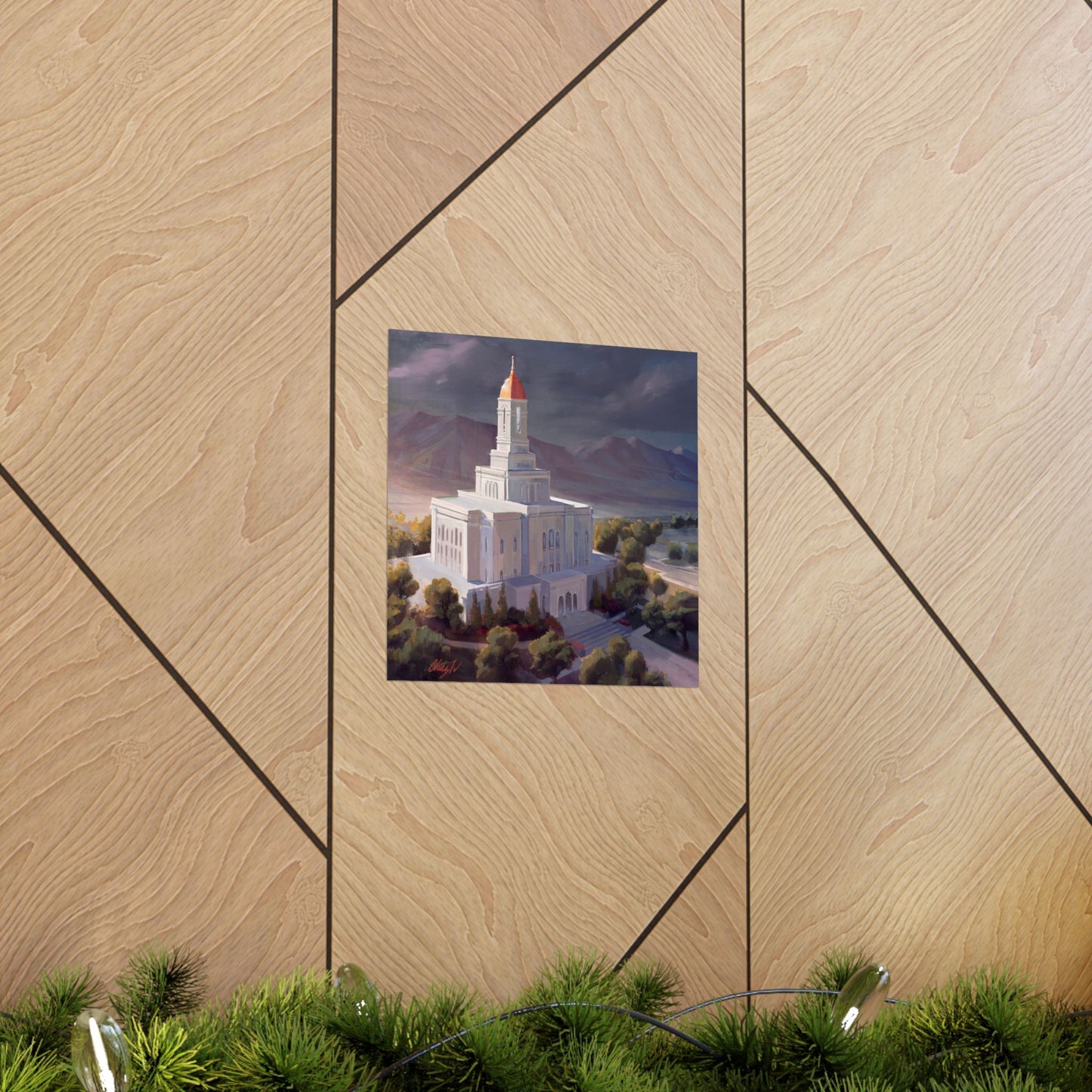 Premium Matte Paper Print, Deseret Peak Temple, After the Storm, by Chaz Walgamott