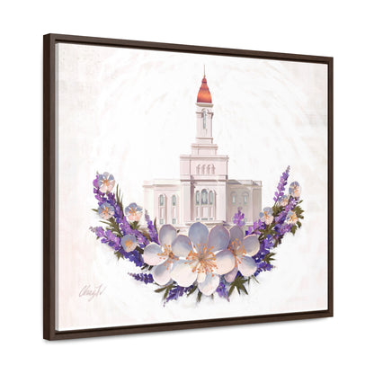 Stretched Canvas Print in Wood Frame--Deseret Peak Temple--Floral Wreath, by Chaz Walgamott