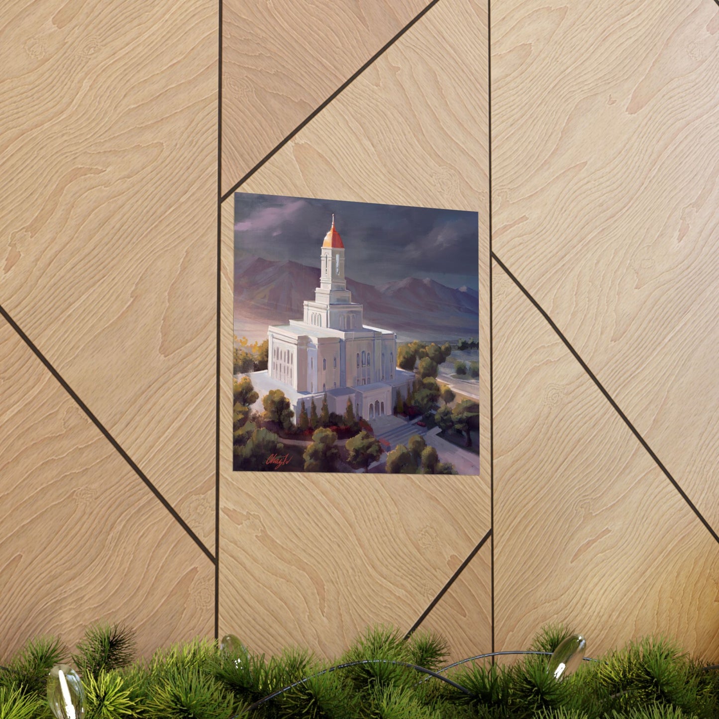 Premium Matte Paper Print, Deseret Peak Temple, After the Storm, by Chaz Walgamott