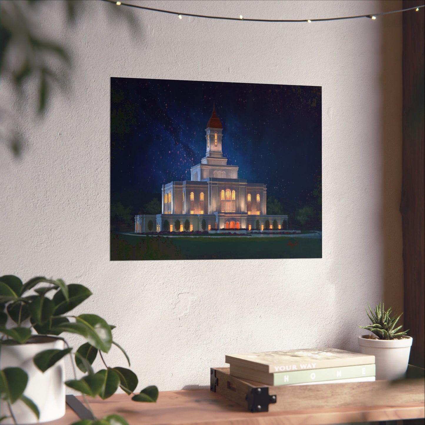 Premium Matte Print--Deseret Peak Temple--Night Sky, by Chaz Walgamott