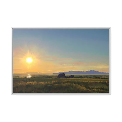 Framed Matte Canvas Print — Adobe Rock Sunset by Rod Walgamott