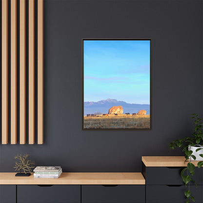 Framed Matte Canvas Print — Horses at Adobe by Rod Walgamott
