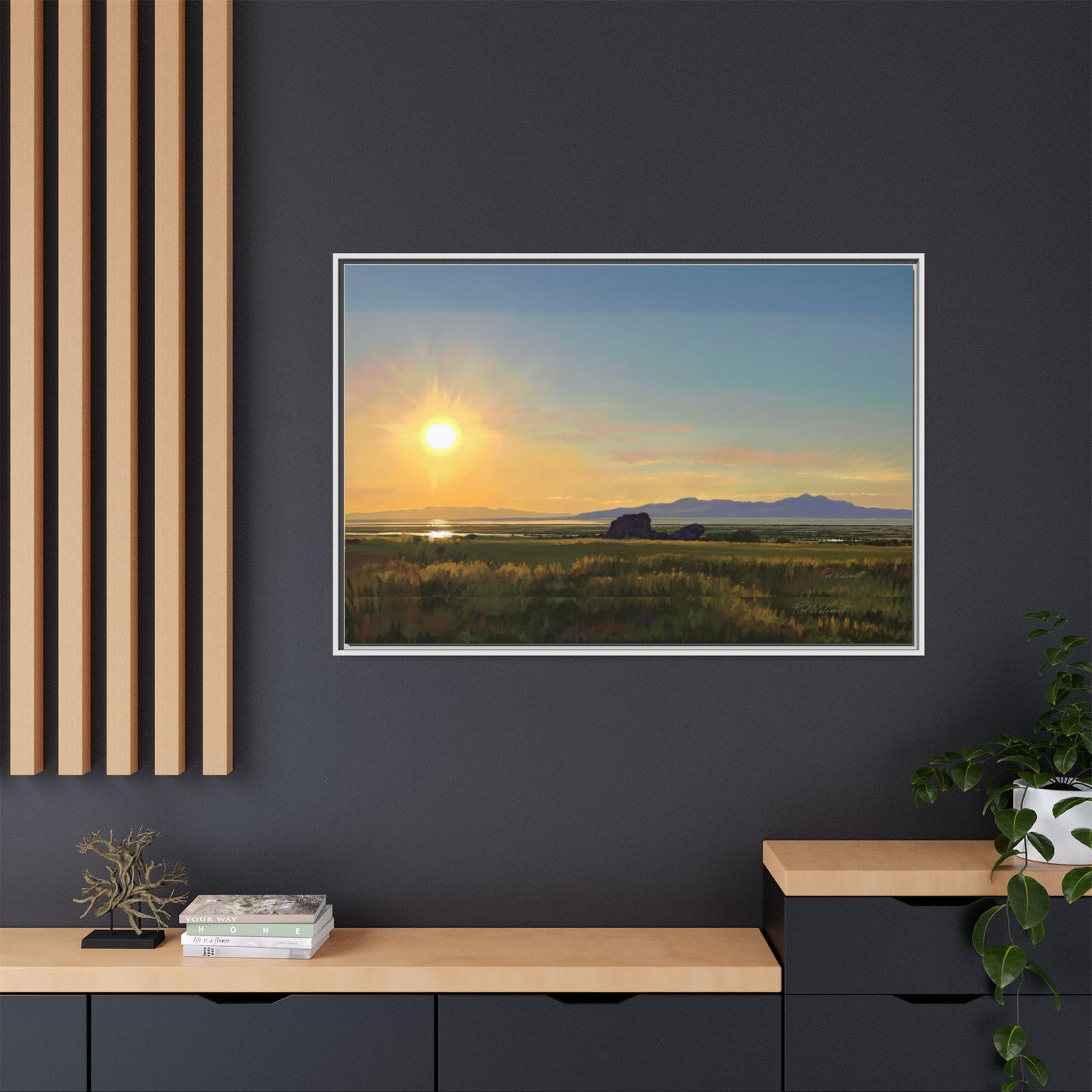 Framed Matte Canvas Print — Adobe Rock Sunset by Rod Walgamott