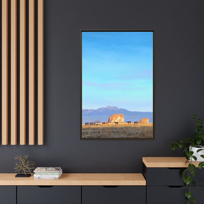 Framed Matte Canvas Print — Horses at Adobe by Rod Walgamott