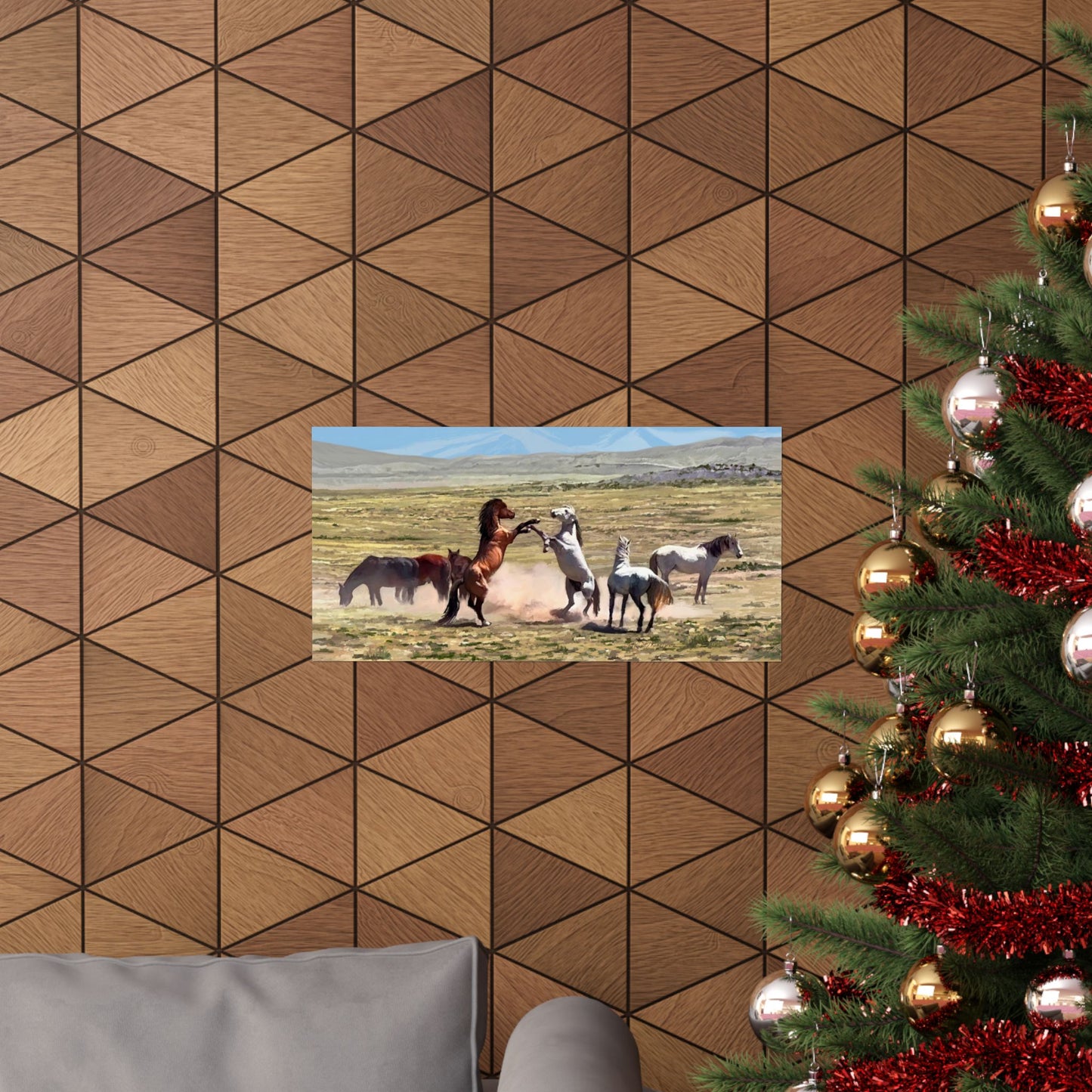 Poster - Wild Horses Fighting in Rush Valley, Utah