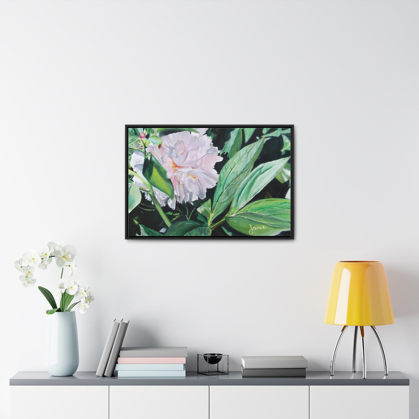 Stretched Canvas Wrap in Wood Frame, Shy Peone by Jane Autry