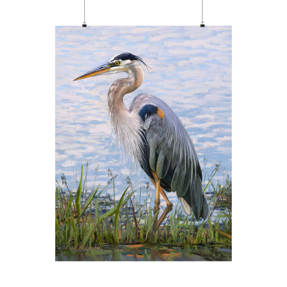 Premium Matte Print, Blue Heron at Stansbury Lake, by Rod Walgamott