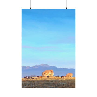 Matte Paper Print--Horses at Adobe Rock, by Rod Walgamott