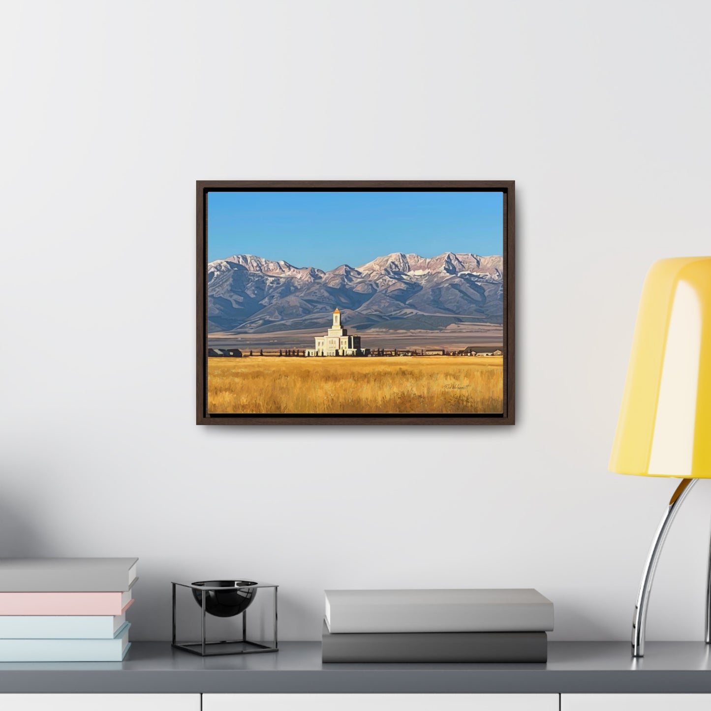 Stretched Canvas Wrap in Wood Frame, Deseret Peak Temple and Deseret Peak, by Rod Walgamott